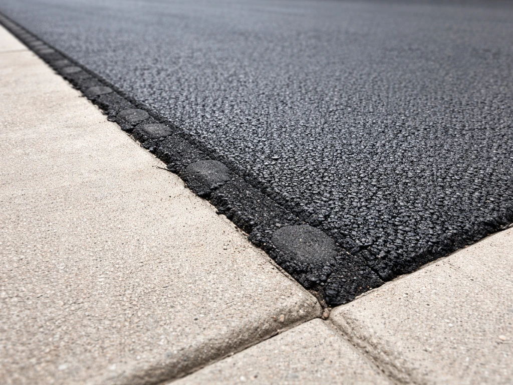 Close-up of a driveway edge showing crisp border finish and cleaned repaired imperfections