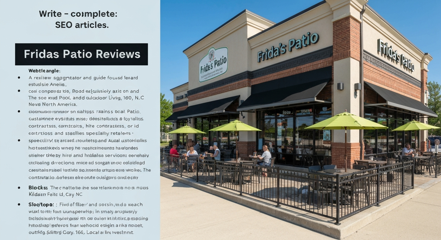 Frida's Patio restaurant exterior and outdoor dining patio with tables and patrons, Cary NC