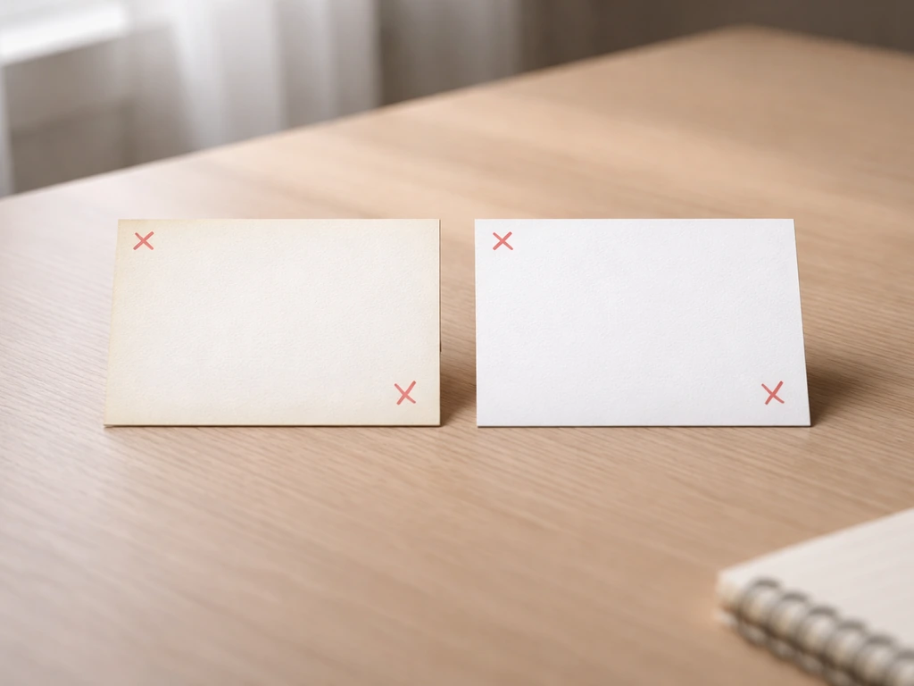 Minimal desk scene with two simple review cards, one showing older issues and the other fewer recent complaints.