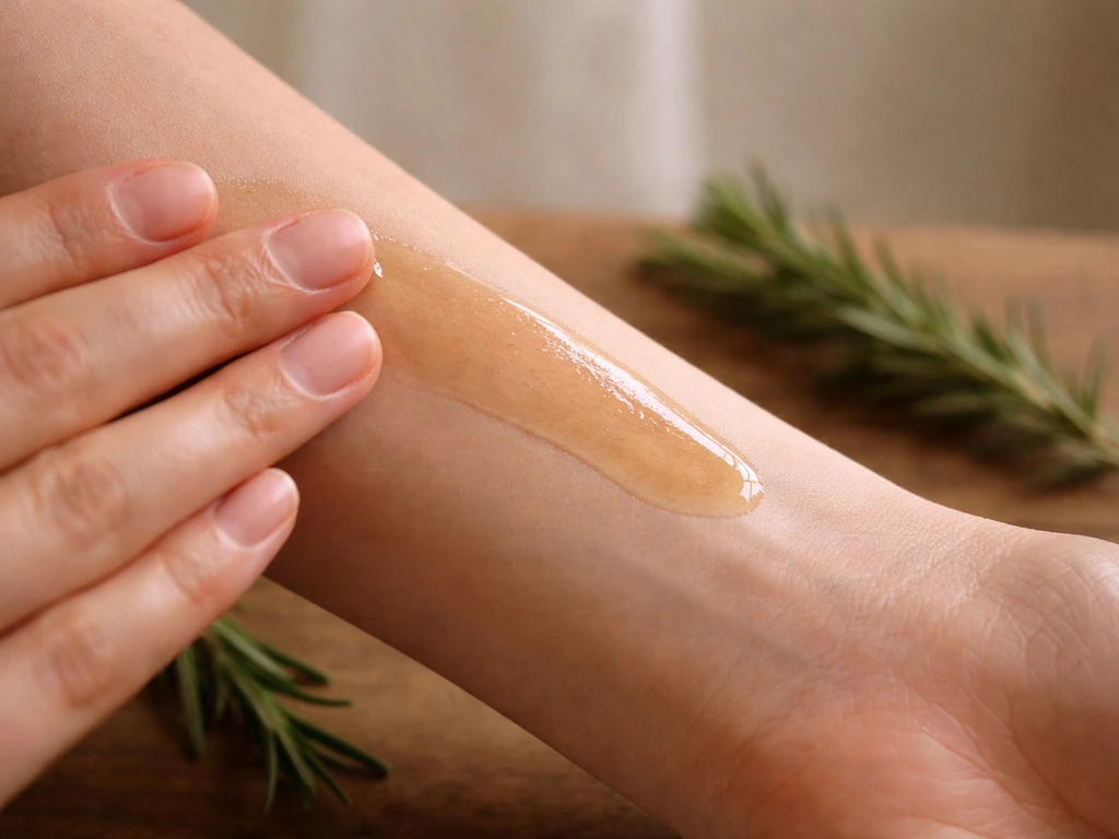 Close-up of oil on skin with a calm, comfortable after-application feel in natural light.