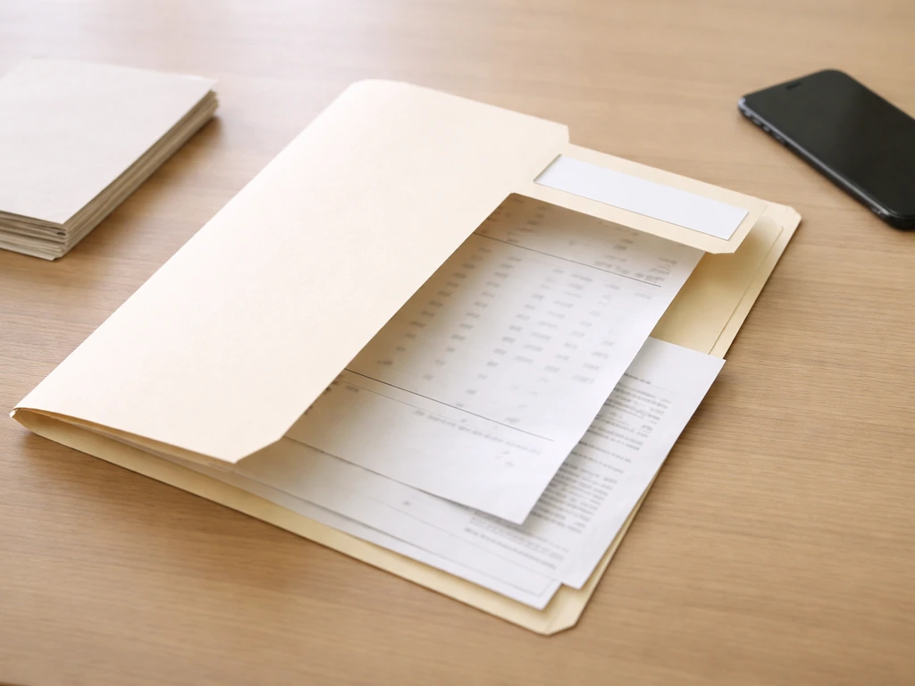 Open order document folder with measurement sheet and receipt, ready for warranty registration.