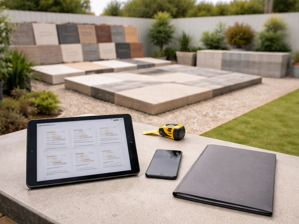 Phone and tablet on a patio worktable symbolizing where to check builder reviews in Perth.